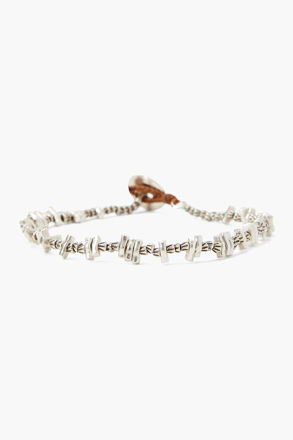 Etched Nugget Single Naked Wrap Bracelet Silver